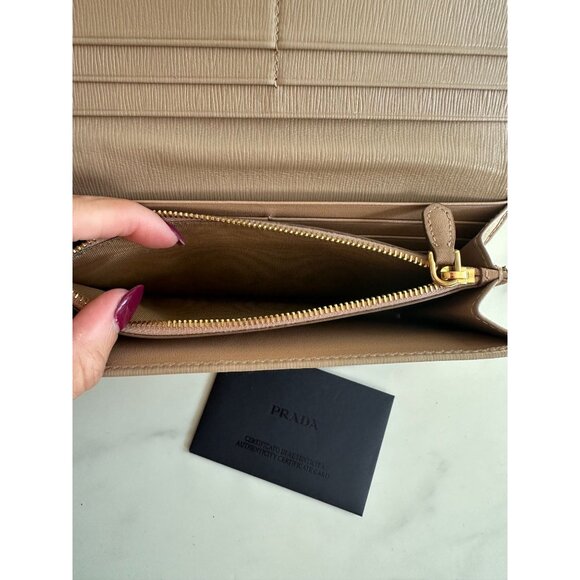 PRADA Cammeo Camel Saffiano Leather Clutch Long Wallet - Picture 9 of 11